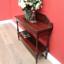 Load image into Gallery viewer, x SOLD Colonial Australian Cedar Console Table, Tier to the base, with a Thomas Hope scroll backboard. B11977