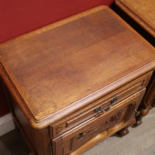 Load image into Gallery viewer, x Sold Pair of Vintage French Oak Bedside Cabinets, or Lamp Side Tables. B11512