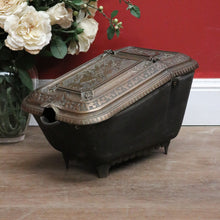 Load image into Gallery viewer, x SOLD Antique French Brass and Cast Iron Coal Scuttle, kindling or coal Box Storage. B11650