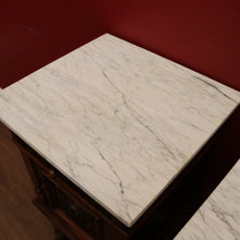 Load image into Gallery viewer, x SOLD Pair of Antique French Walnut and White Marble Bedside Cabinets or Lamp Tables. B 11526