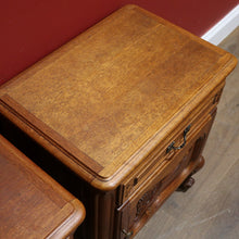 Load image into Gallery viewer, x Sold Pair of Vintage French Oak Bedside Cabinets, or Lamp Side Tables. B11512