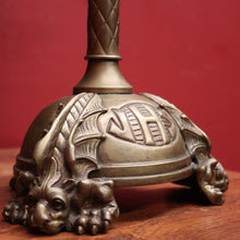 Load image into Gallery viewer, A pair of antique French candlestick holders, brass candle holders, and gargoyle feet. B11963