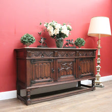 Load image into Gallery viewer, x SOLD Antique French Oak Sideboard, Three Door, Three Drawer Gothic Sideboard, Hall Cabinet. B11476