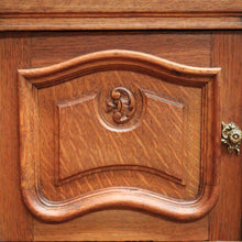 Load image into Gallery viewer, x SOLD Pair of Antique French Bedside Cabinets with Marble Tops, Cupboard and Drawer Storage. B11938