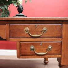 Load image into Gallery viewer, x SOLD Antique English Mahogany Office Desk, Four Drawer Leather Top, Brass Handle Desk. B11985