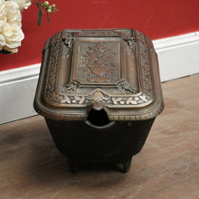 Load image into Gallery viewer, x SOLD Antique French Brass and Cast Iron Coal Scuttle, kindling or coal Box Storage. B11650