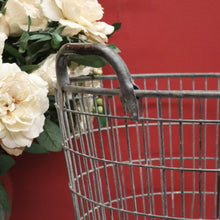 Load image into Gallery viewer, x SOLD Antique Belgian Galvanised Steel Basket, Wood Log Basket, Pillow Basket, Industrial Double-handle Basket B11357