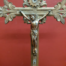 Load image into Gallery viewer, x SOLD Antique Brass Crucifix, Cross, Jesus on the Cross, Home Worship or Devotion. B11600