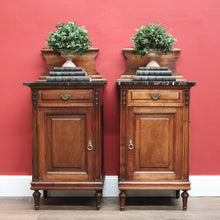 Load image into Gallery viewer, x SOLD Pair of Antique French Bedsides, Black Marble Top Lamp Tables. B11524