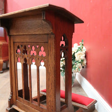 Load image into Gallery viewer, x SOLD Antique French Oak Gothic Prayer Chair or Kneeler. Prie-Dieu Chair, Red Velvet. B11994