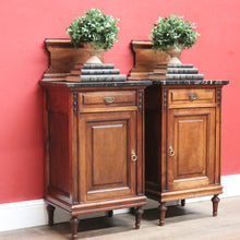 Load image into Gallery viewer, x SOLD Pair of Antique French Bedsides, Black Marble Top Lamp Tables. B11524