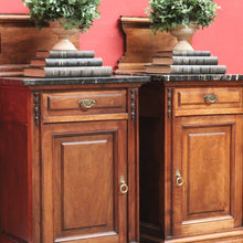 Load image into Gallery viewer, x SOLD Pair of Antique French Bedsides, Black Marble Top Lamp Tables. B11524