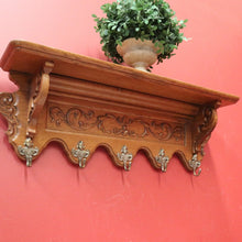 Load image into Gallery viewer, x SOLD Antique French Oak Five (5) Hook Coat Rack, Scarf and Hat Wall Rack. B11395
