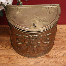 Load image into Gallery viewer, x SOLD Antique French Brass Coal Scuttle, with Acorn Handles, Now Shoe Storage Box. B11720