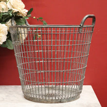 Load image into Gallery viewer, x SOLD Antique Belgian Galvanised Steel Basket, Wood Log Basket, Pillow Basket, Industrial Double-handle Basket B11357
