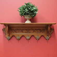 Load image into Gallery viewer, x SOLD Antique French Oak Five (5) Hook Coat Rack, Scarf and Hat Wall Rack. B11395