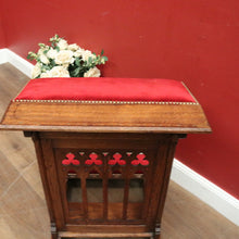 Load image into Gallery viewer, x SOLD Antique French Oak Gothic Prayer Chair or Kneeler. Prie-Dieu Chair, Red Velvet. B11994