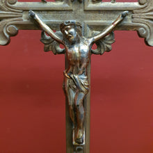 Load image into Gallery viewer, x SOLD Antique Brass Crucifix, Cross, Jesus on the Cross, Home Worship or Devotion. B11600