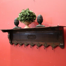 Load image into Gallery viewer, x SOLD Vintage French Oak Coat Rack With Seven Brass Hooks, Scarf, Hat Rack. B11883