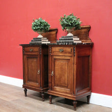 Load image into Gallery viewer, x SOLD Pair of Antique French Bedsides, Black Marble Top Lamp Tables. B11524