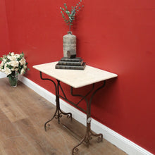 Load image into Gallery viewer, x SOLD Antique Wrought Iron and Marble Top French Outdoor Garden Table, potting Table. B11629