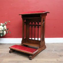 Load image into Gallery viewer, x SOLD Antique French Oak Gothic Prayer Chair or Kneeler. Prie-Dieu Chair, Red Velvet. B11994