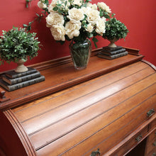 Load image into Gallery viewer, x SOLD Antique English Roll Top Desk or Barrel Top Desk, Pedestal Office Desk, Leather. B11534