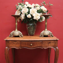 Load image into Gallery viewer, A pair of antique French candlestick holders, brass candle holders, and gargoyle feet. B11963