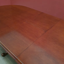 Load image into Gallery viewer, Australian Vintage Mahogany D-End Extension Dining Table – Oval Expandable with Two Turned Pedestal Bases. 12581