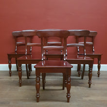 Load image into Gallery viewer, Set of Six Australian Cedar Kitchen or Dining Chairs – Vintage Timber Seating. B12582