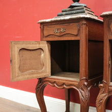Load image into Gallery viewer, x SOLD Antique Bedside Cabinets or Lamp Tables, French Antique circa 1890, Marble Tops. B11676