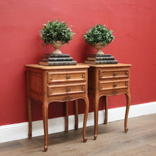 Load image into Gallery viewer, x SOLD Pair of Vintage French Bedside Cabinets or Two-drawer Lamp or Side Tables. B11826