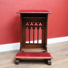 Load image into Gallery viewer, x SOLD Antique French Oak Gothic Prayer Chair or Kneeler. Prie-Dieu Chair, Red Velvet. B11994