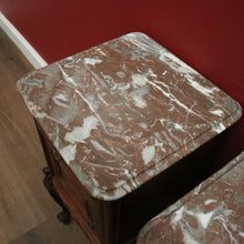 Load image into Gallery viewer, x SOLD Antique Bedside Cabinets or Lamp Tables, French Antique circa 1890, Marble Tops. B11676