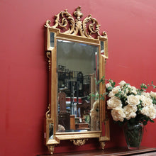 Load image into Gallery viewer, x SOLD Grand Antique French Gilt Mirror with Feather Detail to the Top, Bevelled Mirror. B11347