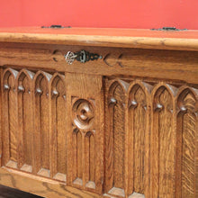 Load image into Gallery viewer, x SOLD French Church Inspired Carved Panel Blanket Box or Toy or Shoe Box with a Key. B11897