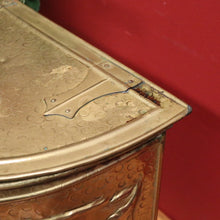 Load image into Gallery viewer, x SOLD Antique French Brass Coal Scuttle, with Acorn Handles, Now Shoe Storage Box. B11720