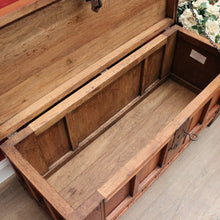 Load image into Gallery viewer, x SOLD Antique French Oak Trunk, Coffee Table, Toy Chest, Hand-forged banding, Lock and Key. B11430