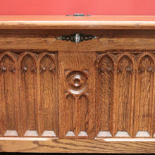 Load image into Gallery viewer, x SOLD French Church Inspired Carved Panel Blanket Box or Toy or Shoe Box with a Key. B11897