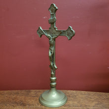 Load image into Gallery viewer, x SOLD Antique Brass Crucifix, Cross, Jesus on the Cross, Home Worship or Devotion. B11603