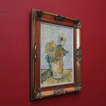 Load image into Gallery viewer, Framed Oil on Canvas, Sunflowers in a Vase, in the Style of Van Gogh, Gold Frame. B11685