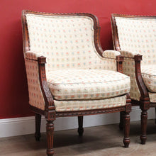 Load image into Gallery viewer, x SOLD A Pair of Antique French Armchairs, Walnut and Down-Filled Cushion Armchairs Wing Back Chairs. B11786