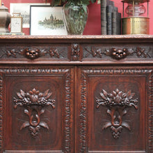 Load image into Gallery viewer, Antique French Oak Sideboard with Carved Drawers and Floral Cupboard Doors. B12655