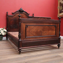 Load image into Gallery viewer, x SOLD Antique French Rosewood Bed, Double. includes slat base, Foot, Headboard, Side Rails. B12237