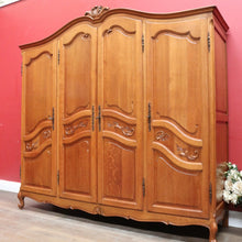 Load image into Gallery viewer, Antique French Oak Four Door Armoire Wardrobe Circa 1910 with Three Keys. B12821