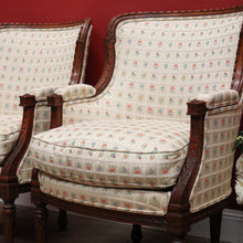 Load image into Gallery viewer, x SOLD A Pair of Antique French Armchairs, Walnut and Down-Filled Cushion Armchairs Wing Back Chairs. B11786