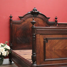 Load image into Gallery viewer, x SOLD Antique French Rosewood Bed, Double. includes slat base, Foot, Headboard, Side Rails. B12237