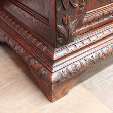 Load image into Gallery viewer, Antique French Oak Sideboard with Carved Drawers and Floral Cupboard Doors. B12655
