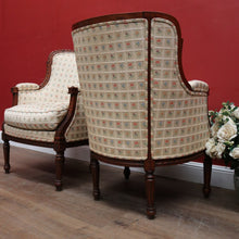 Load image into Gallery viewer, x SOLD A Pair of Antique French Armchairs, Walnut and Down-Filled Cushion Armchairs Wing Back Chairs. B11786
