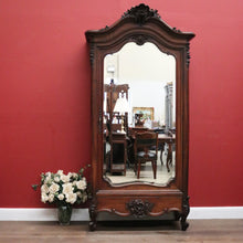 Load image into Gallery viewer, x SOLD Antique French Walnut Single Door armoire Linen Press with Mirror Door. B12342